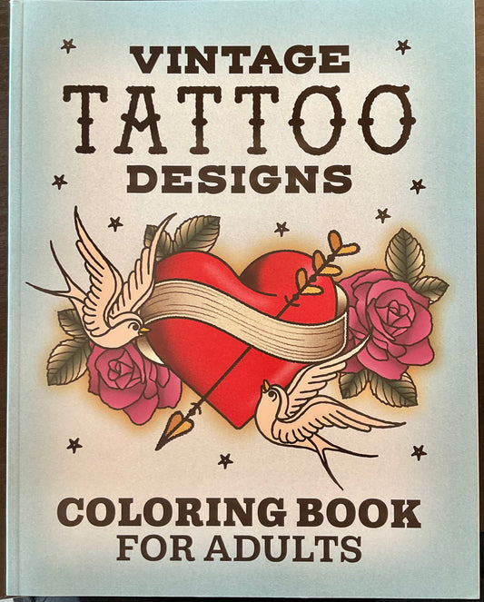 Vintage tattoo designs coloring book for adults